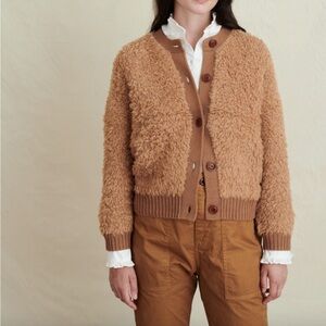ALEX MILL BINKY CARDIGAN - TERRACOTTA Teddy Cardi Sweater merino wool medium M